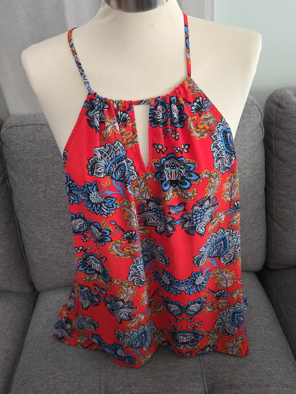 Red Floral Halter Camisole Top - Unbranded